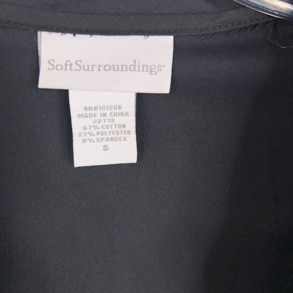 Soft Surroundings Shirt Womens Small Black Ruffle Wire Double Collar Structured - Picture 13 of 15